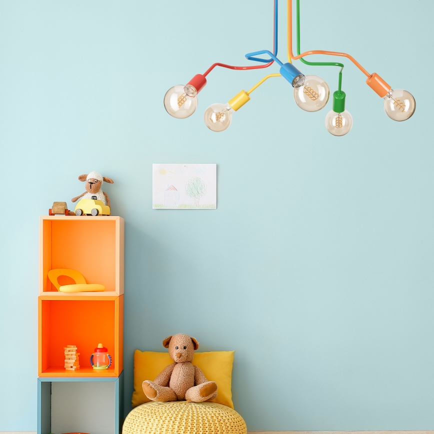 Prisadený luster MATYLDA 5xE27/60W/230V pestrofarebná