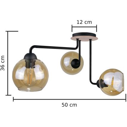 Prisadený luster MONDE WOOD 3xE27/60W/230V