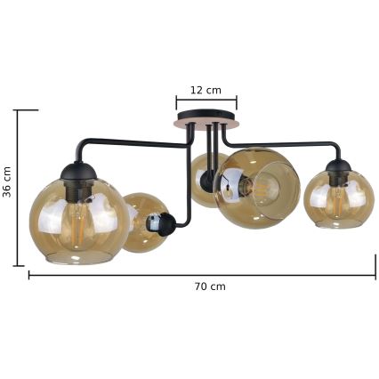 Prisadený luster MONDE WOOD 5xE27/60W/230V