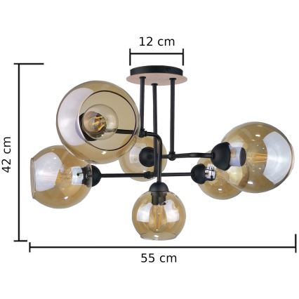 Prisadený luster MONDE WOOD 6xE27/60W/230V