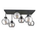 Prisadený luster NESSA 6xE27/60W/230V čierna/číra