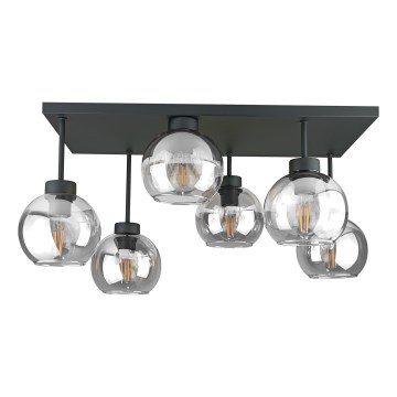 Prisadený luster NESSA 6xE27/60W/230V čierna/číra
