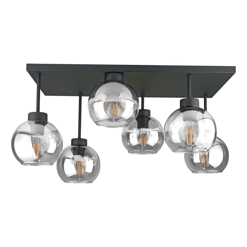Prisadený luster NESSA 6xE27/60W/230V čierna/číra