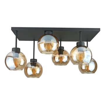 Prisadený luster NESSA 6xE27/60W/230V čierna/dymová béžová