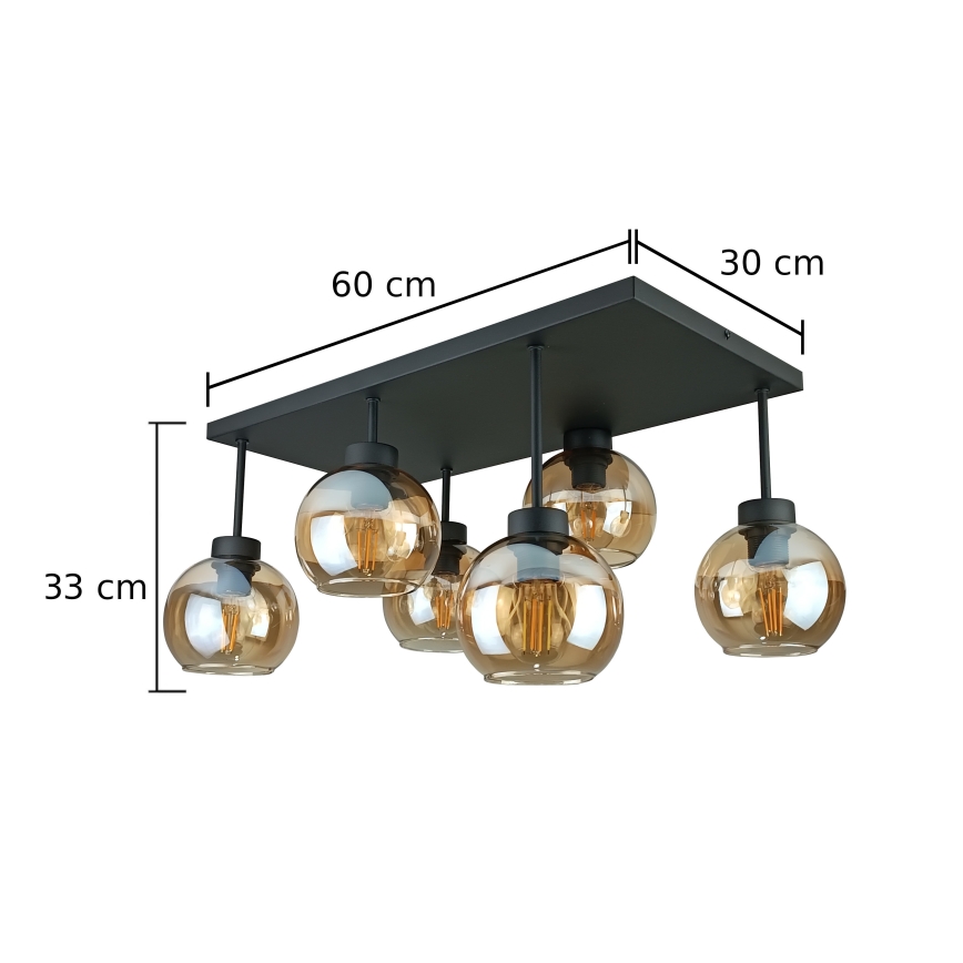 Prisadený luster NESSA 6xE27/60W/230V čierna/dymová béžová