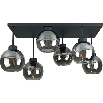 Prisadený luster NESSA 6xE27/60W/230V čierna/dymová čierna