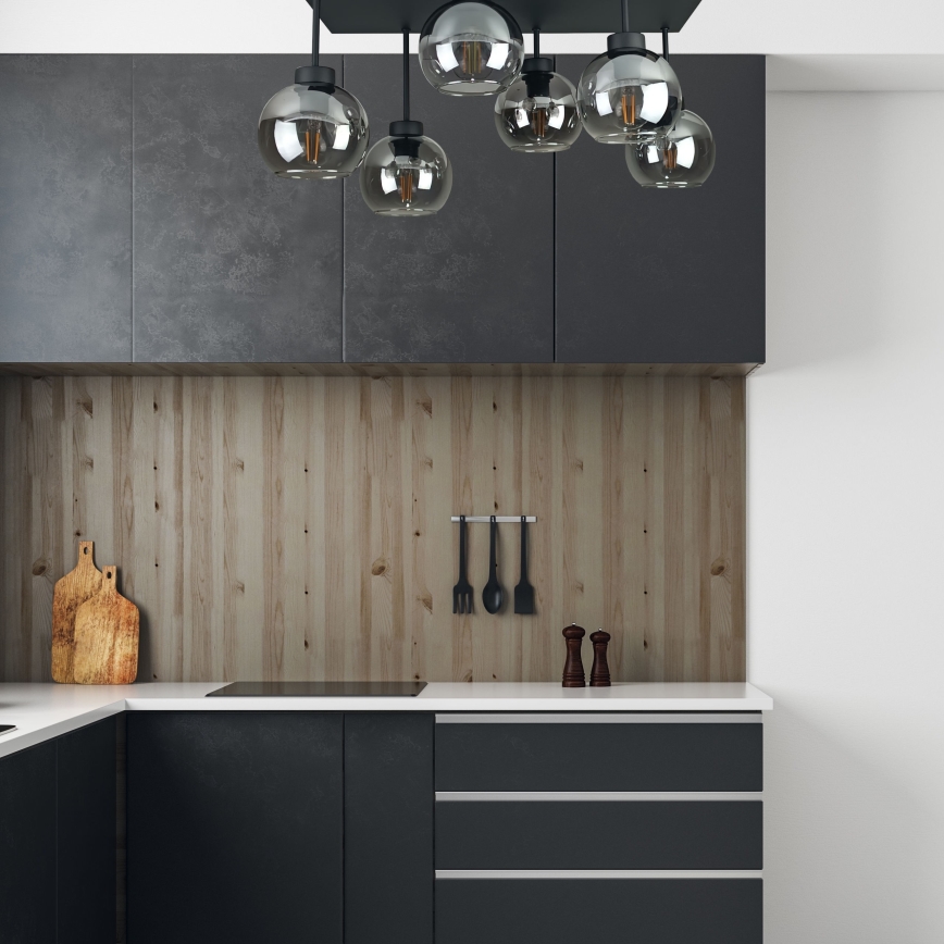 Prisadený luster NESSA 6xE27/60W/230V čierna/dymová čierna