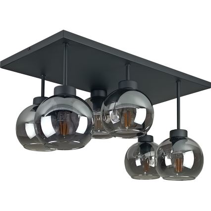 Prisadený luster NESSA 6xE27/60W/230V čierna/dymová čierna
