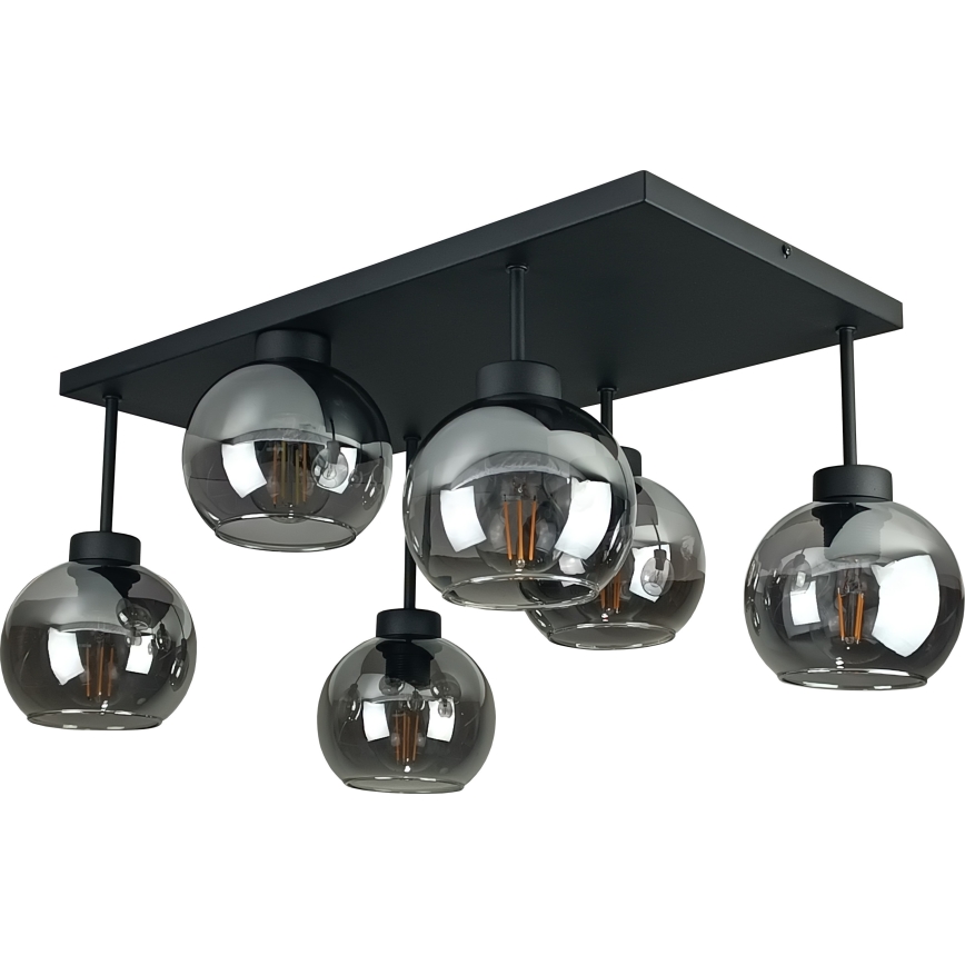 Prisadený luster NESSA 6xE27/60W/230V čierna/dymová čierna