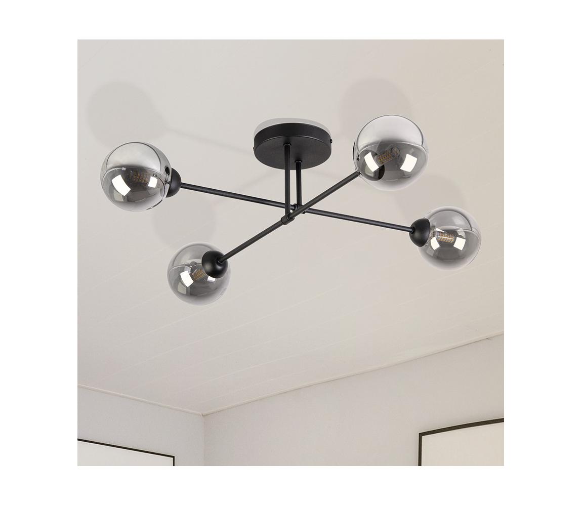 Prisadený luster OBSIDIAN 4xG9/10W/230V čierna/dymová sivá W-2022+8080/4 BK+SM