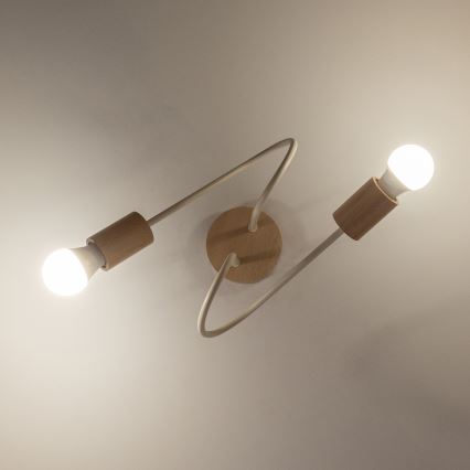 Prisadený luster OXFORD 2xE27/15W/230V borovica/krémová