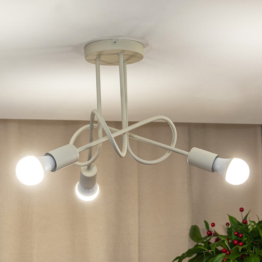 Prisadený luster OXFORD 3xE27/15W/230V krémový