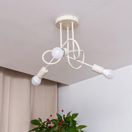Prisadený luster OXFORD 3xE27/15W/230V krémový