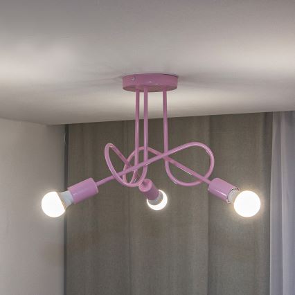 Prisadený luster OXFORD 3xE27/15W/230V ružová