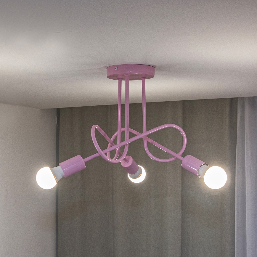 Prisadený luster OXFORD 3xE27/15W/230V ružová