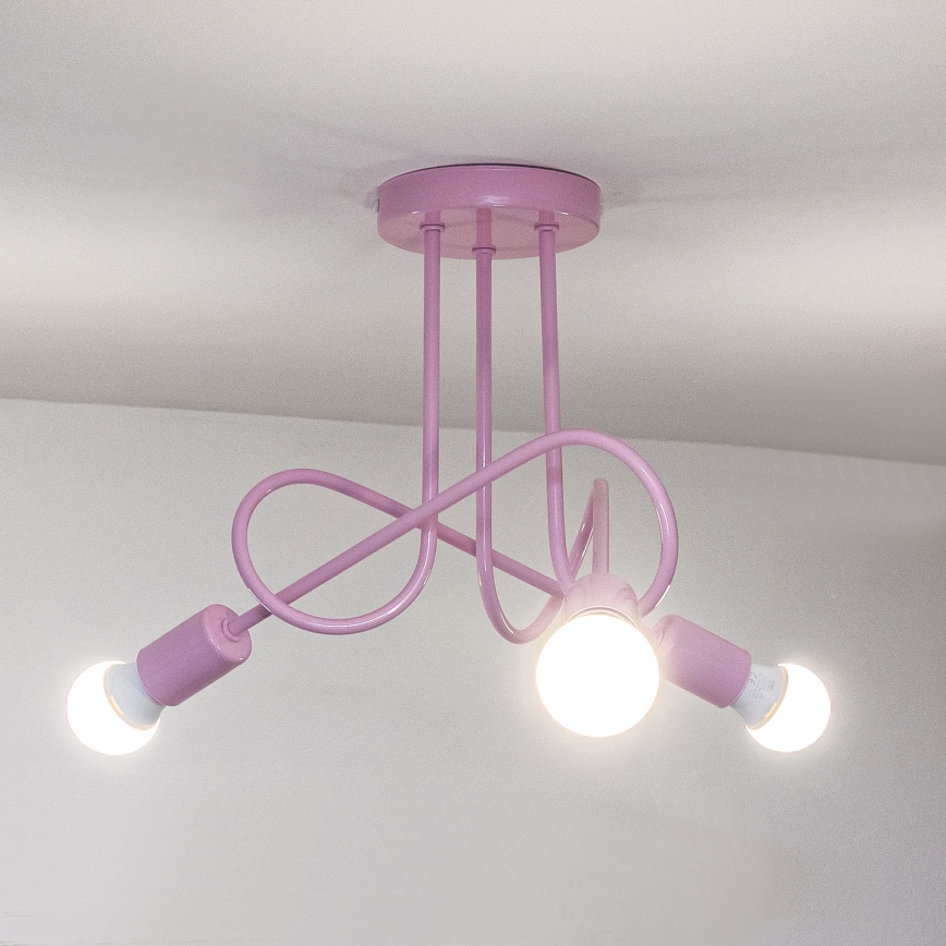 Prisadený luster OXFORD 3xE27/15W/230V ružová