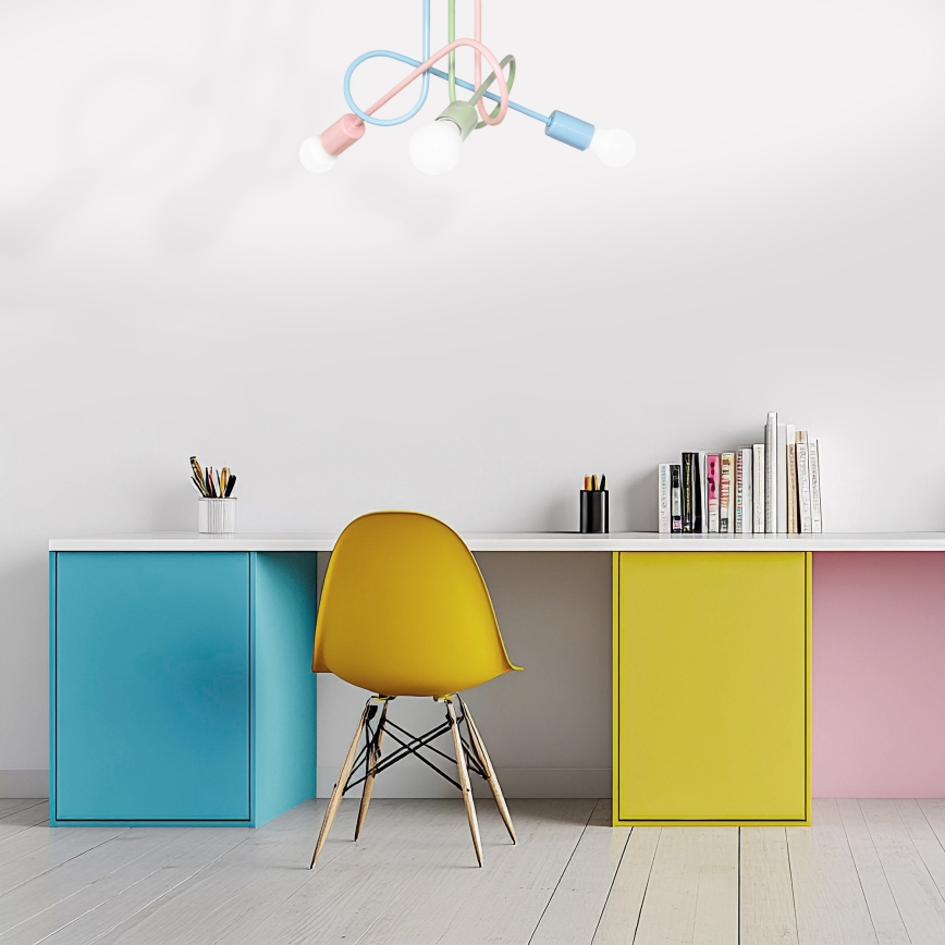 Prisadený luster OXFORD 3xE27/15W/230V zelená/ružová/modrá