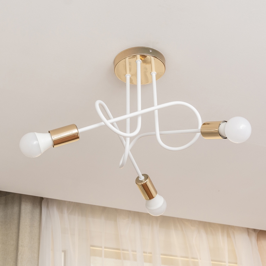 Prisadený luster OXFORD 3xE27/15W/230V zlatá/biela