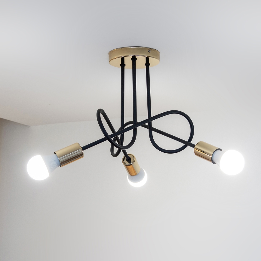 Prisadený luster OXFORD 3xE27/15W/230V zlatá/čierna