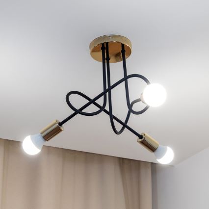 Prisadený luster OXFORD 3xE27/15W/230V zlatá/čierna