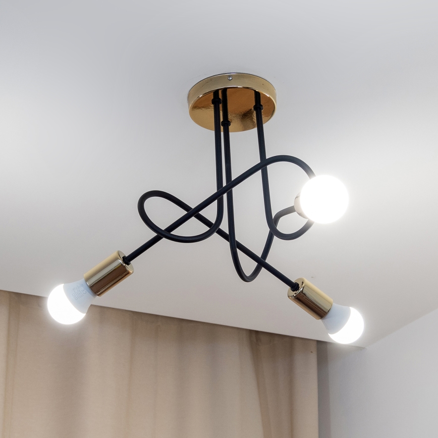 Prisadený luster OXFORD 3xE27/15W/230V zlatá/čierna