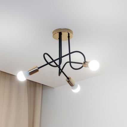Prisadený luster OXFORD 3xE27/15W/230V zlatá/čierna
