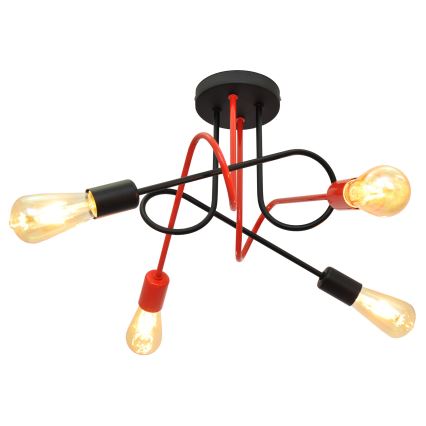 Prisadený luster OXFORD 4xE27/15W/230V čierna/červená