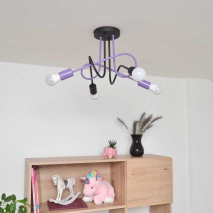 Prisadený luster OXFORD 4xE27/15W/230V čierna/fialová