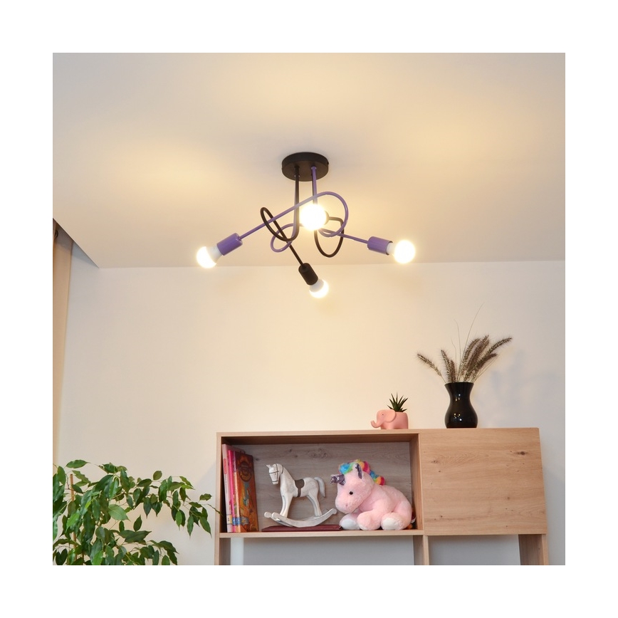 Prisadený luster OXFORD 4xE27/15W/230V čierna/fialová