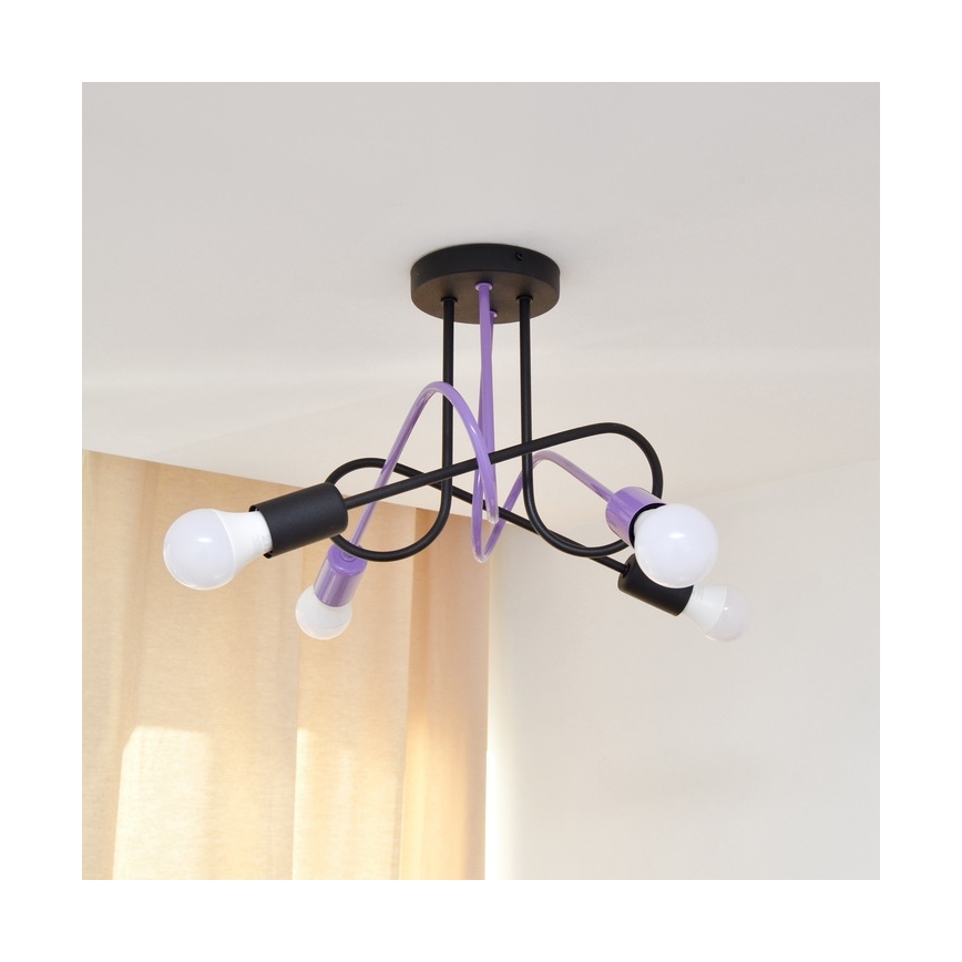 Prisadený luster OXFORD 4xE27/15W/230V čierna/fialová
