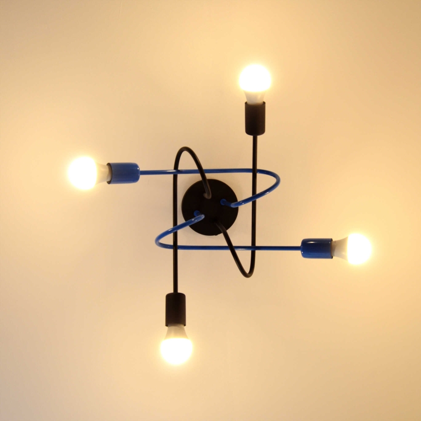 Prisadený luster OXFORD 4xE27/15W/230V čierna/modrá
