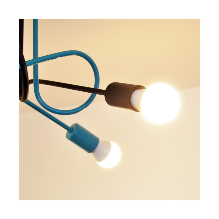 Prisadený luster OXFORD 4xE27/15W/230V čierna/tyrkysová