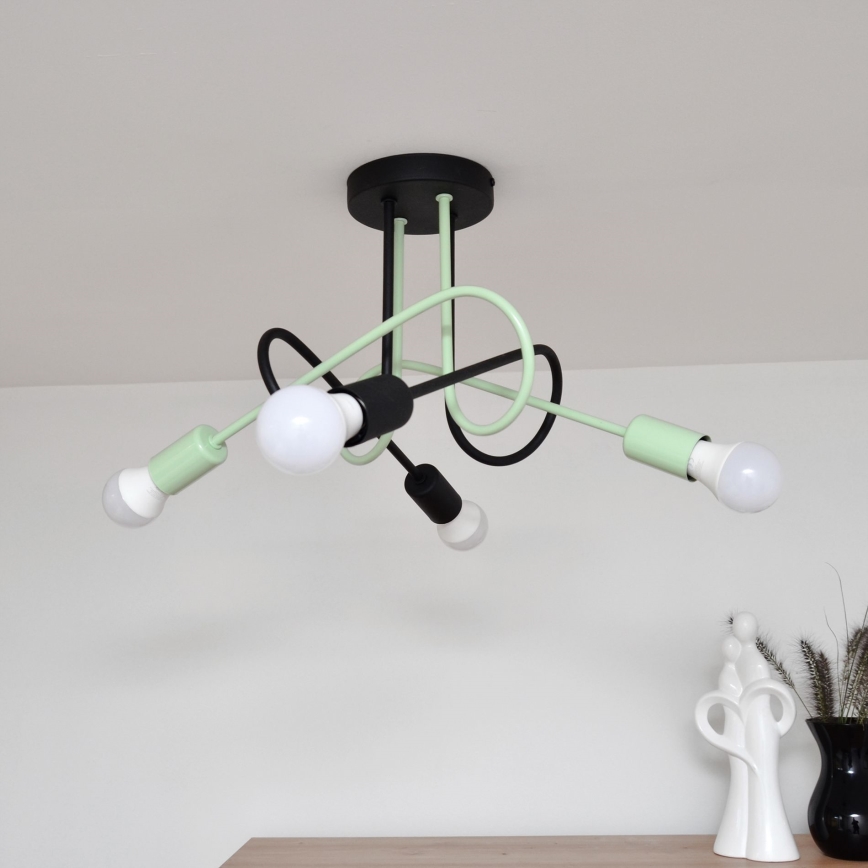 Prisadený luster OXFORD 4xE27/15W/230V čierna/zelená