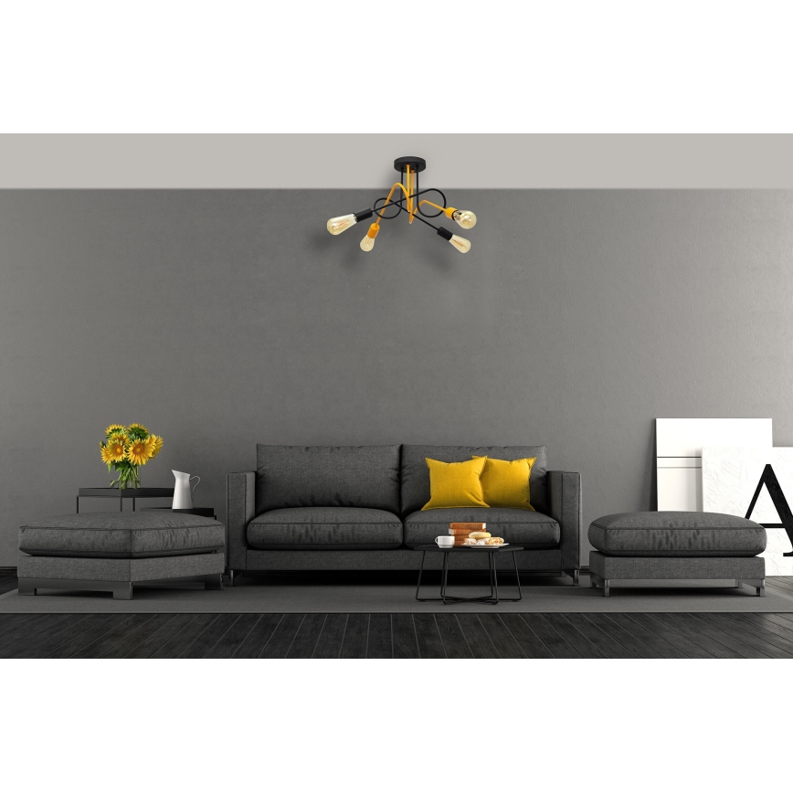 Prisadený luster OXFORD 4xE27/15W/230V čierna/žltá