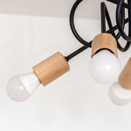 Prisadený luster OXFORD 5xE27/15W/230V borovica/čierna
