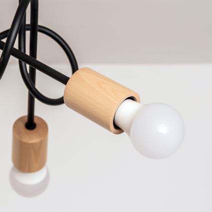 Prisadený luster OXFORD 5xE27/15W/230V borovica/čierna