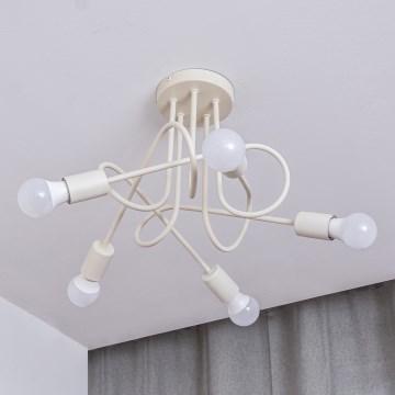 Prisadený luster OXFORD 5xE27/15W/230V krémový