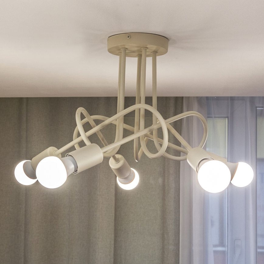 Prisadený luster OXFORD 5xE27/15W/230V krémový