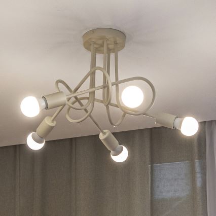 Prisadený luster OXFORD 5xE27/15W/230V krémový
