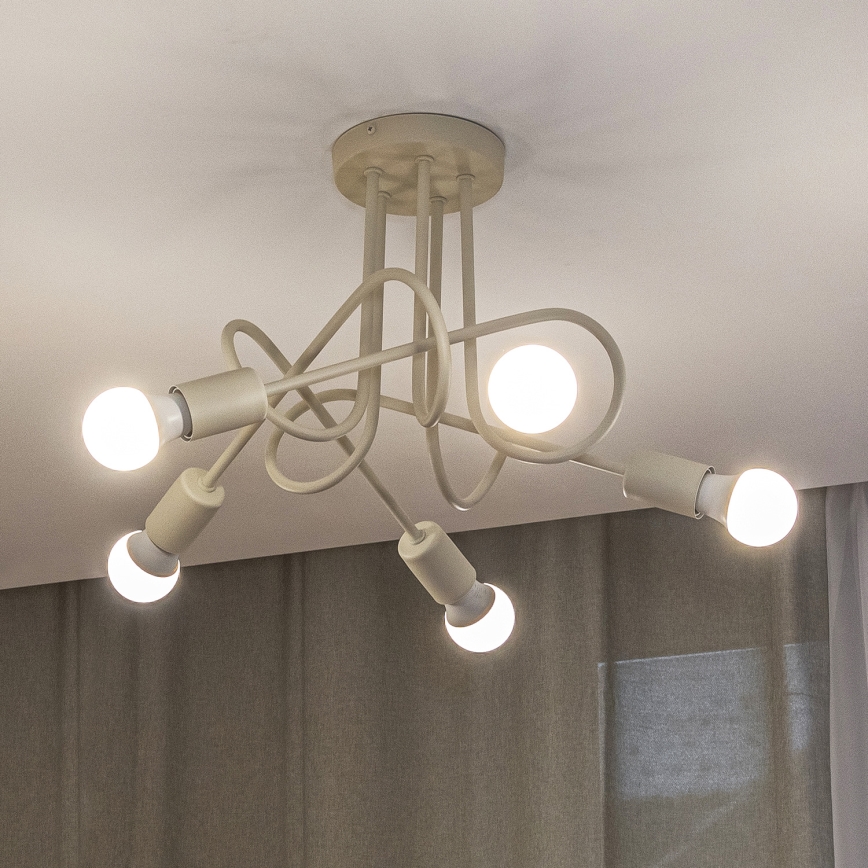 Prisadený luster OXFORD 5xE27/15W/230V krémový