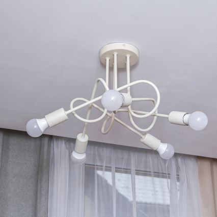 Prisadený luster OXFORD 5xE27/15W/230V krémový