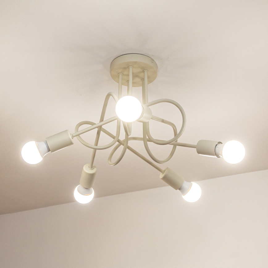 Prisadený luster OXFORD 5xE27/15W/230V krémový