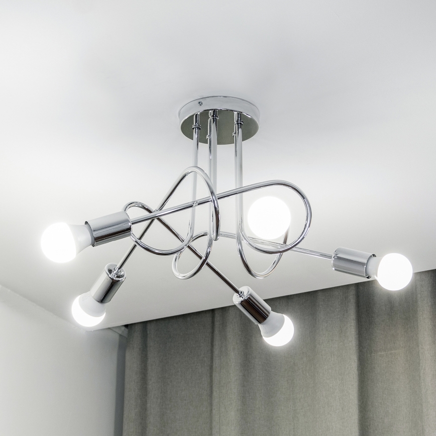 Prisadený luster OXFORD 5xE27/15W/230V lesklý chróm