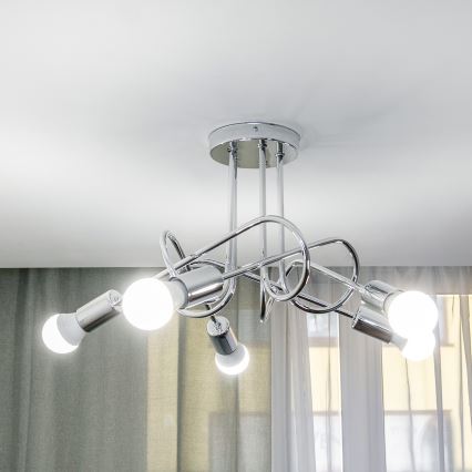Prisadený luster OXFORD 5xE27/15W/230V lesklý chróm