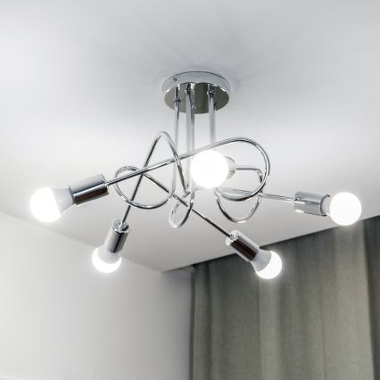 Prisadený luster OXFORD 5xE27/15W/230V lesklý chróm