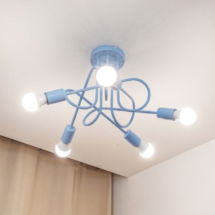 Prisadený luster OXFORD 5xE27/15W/230V, modrý