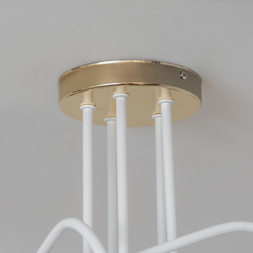 Prisadený luster OXFORD 5xE27/15W/230V zlatá/biela