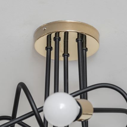Prisadený luster OXFORD 5xE27/15W/230V zlatá/čierna