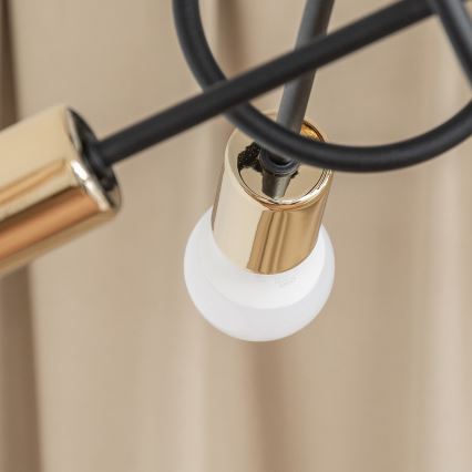 Prisadený luster OXFORD 5xE27/15W/230V zlatá/čierna
