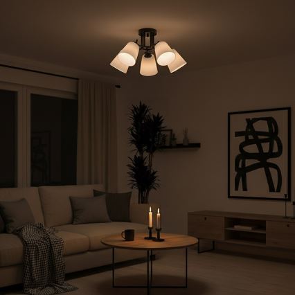 Prisadený luster PAFOS 5xE27/15W/230V čierny